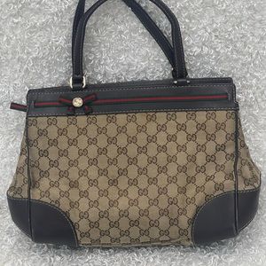 Gucci Beige/Brown GG Canvas Mayfair Bow Tote.